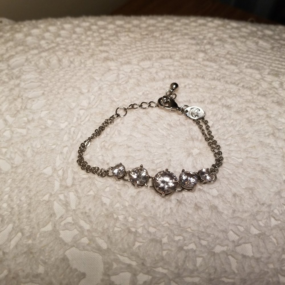 Charming Charlie 5 Rhinestone Silver Bracelet